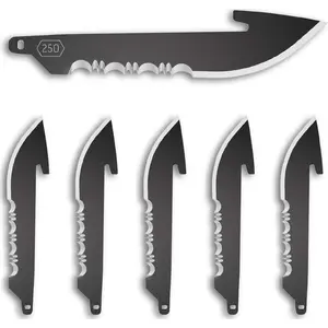 Outdoor folding knife DropPoint Serrated 6-blade, model 250, black — Outdoor