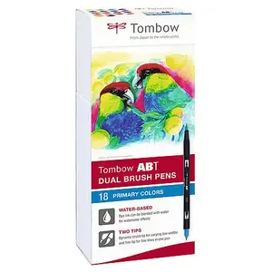 Flomāsteru komplekts TOMBOW ABT-18P-1 — 18 krāsas, otu un apaļais galu