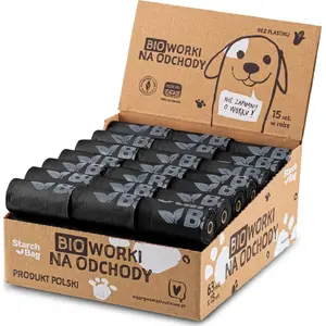 Compostable Pet Waste Bags Starch Bag STARCHBAG, 63 rolls × 15 bags, black