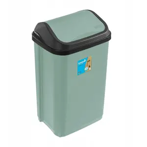 Waste bin with swivel lid Aptel 50 L, model Swantje, dimensions 38.5×29×66 cm, green