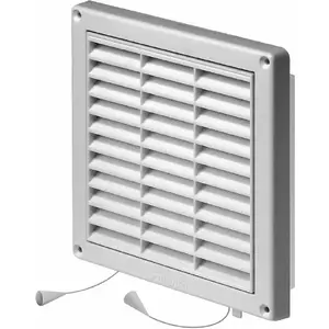 Ventilation grille AWENTA T55 white with louvre and insect mesh 130×130 mm, duct Ø100 mm