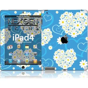 Protective Skin Set Nexgen Skins for iPad 2/3/4 — 3D Hearts and Daisies Design