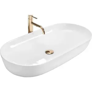Bathroom countertop washbasin REA Cleo ceramic white 40x80 cm