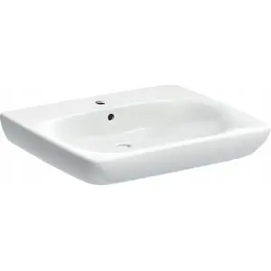 Раковина Geberit Selnova Comfort 501.463.00.7 — ширина 65 см, высота 15 см, глубина 55 см, с переливом и отверстием под смеситель