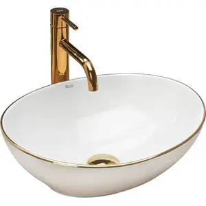 Sink REA Sofia countertop washbasin white with gold edge REA-U3287