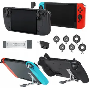 Piederumu komplekts JYS priekš Steam Deck / Nintendo Switch OLED — kursora vāciņi, 2× USB‑C adapteris un statīvs (modelis SB7540)