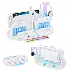 Uzlādes stacija un kontrolieru organizators Nintendo Switch 2 — JYS NS 2 Joy-Con / Pro Pad, balts