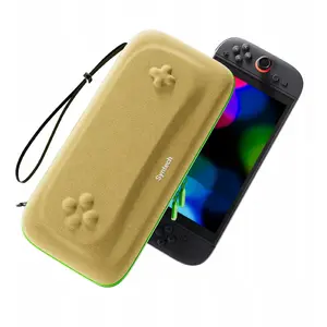 Ciets aizsargapvalks Mimd priekš Nintendo Switch 2 / G11 — bēšs ar zaļu rāvējslēdzēju