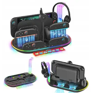 Lādēšanas stacija un kontrolieru organizators Nintendo Switch 2 — JYS Joy‑Con & Pro, melns