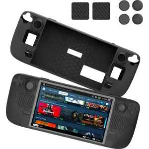 Защитный чехол и силиконовые накладки на кнопки для Steam Deck от JYS — черный