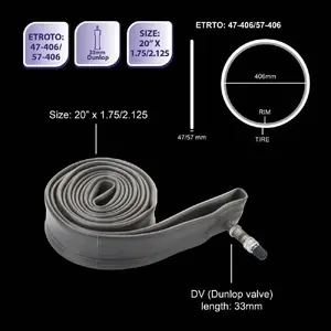 Inner Tube BICYCLE GEAR 20x1.75–2.125 (20-inch) — compatible with 20x1.75 to 20x2.125 tires
