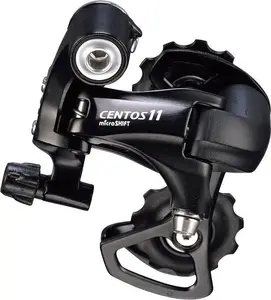 Задний переключатель Microshift Centos 11-скор., (2x11), совместим с Shimano, короткая алюминиевая клетка, макс. 25–30T, ёмкость 35T, чёрный