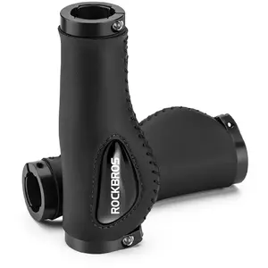 Grip bicycle handlebar grips Rockbros, leather, 22 mm handlebar diameter, black