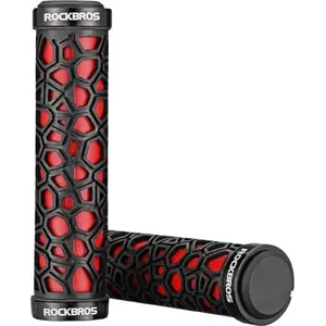 Bike Handlebar Grips RockBros model 1024549 — rubber, anti-slip, Ø 22 mm, black-red