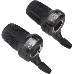 Shift levers Microshift MSH-DS85-8, pair, 3x8-speed twist shifters compatible with Shimano, optical gear indicator