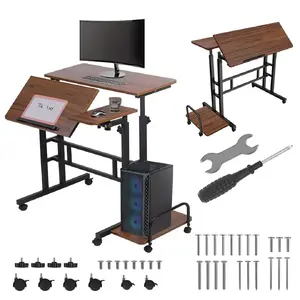 MACLEAN mobile laptop desk MC-124 B — black, 80×60 cm, adjustable height 67–115 cm, max load 50 kg