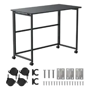 Folding desk MACLEAN MC-1250 B — black mobile table 100×50 cm, max load 50 kg