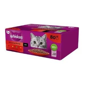 Влажный корм для кошек пакетики Whiskas 80 x 85 г — микс: птица, ягнёнок, говядина, курица