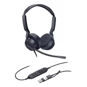 Austiņu komplekts Yealink UH42 Dual Teams USB-C/A ar vadu, supraaurāls, 20–20000 Hz, kabelis 2.15 m, 160 g, melns