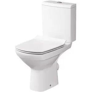Сиденье для унитаза CERSANIT CARINA Slim Compact 741 — тонкое деревянное сиденье с мягким закрыванием, для бачков 3/5 л