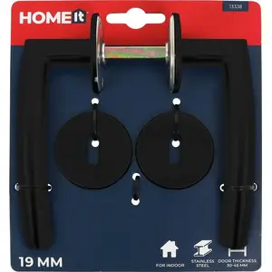 Door handle Home It model 13338, B-greb 19 mm, matte black
