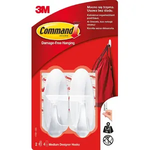 Command removable hooks W17081 with adhesive strips (2 hooks + 4 strips) by Command