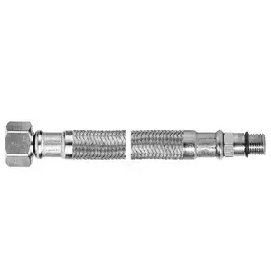 Flexible connection hose FERRO WBS12 in stainless steel braid with short 3/8" fitting, length 50 cm