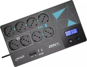 Neplīstošs barošanas avots Infosec ZEN-X Master 800 — 800 VA, 480 W, 8x FR/Schuko kontaktligzdas