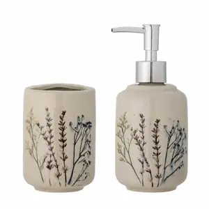 Ziepju dozators Bloomingville 82055045 — keramikas, 0,35 l, uz galda, augstums 180 mm, dziļums 80 mm (iep. 2 gab.)