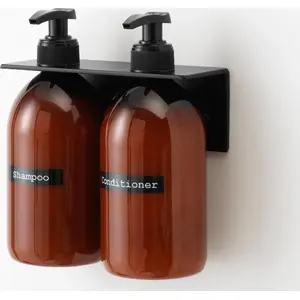 Wall-mounted soap dispenser holder NAGA 71773 black — fits up to 2 bottles