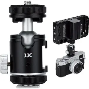 Bumbas galva JJC BH-SM1 3D alumīnija, 3× ISO, 2× 1/4" vītnes fotoaparātam un tālrunim