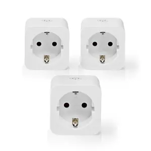 Smart plug Nedis WIFIP121FWT3 — Wi‑Fi indoor outlet 3680 W, 240 V, 2.4 GHz (pack of 3) White