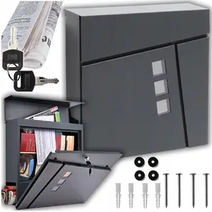 Mailbox YokaHome M44B – wall-mounted mail and newspaper box, modern design, anthracite