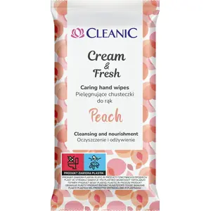 Влажные салфетки для рук CLEANIC Cleanic Cream & Fresh Peach, ухаживающие, 15 шт.