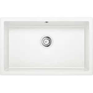 Undermount Granite Sink deante Corda Alabaster 800×500×210 mm with 3.5" Drain and Space Saver