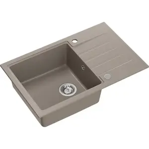 Гранитная мойка steiner PETER 111 (78x50x20 см) 1-чаша, soft taupe, с сифоном и заглушкой