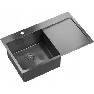 Sink QUADRON RUSSEL 111 SteelQ PVD R10 graphite with siphon 1-bowl drainer