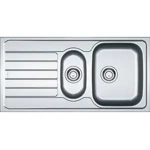 Sink Franke Spark SKX 651 1.5-bowl with drainer, stainless steel silk finish (model 101.0497.695)