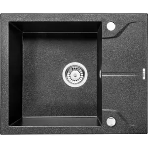 Single-bowl kitchen sink deante Andante ZQN A11A with short drainer, alabaster