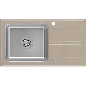 Мойка Steiner RALPH 111 Fusion GraniteQ river sand с металлической чашей 780×430×190 мм с ручным сифоном и заглушкой