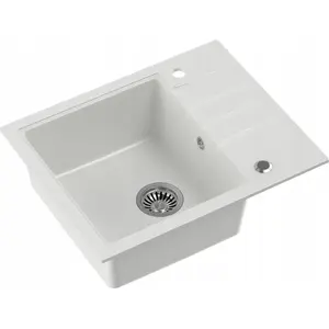 Sink Steiner PETER 116 Steingran granite white 1-bowl undermount 62x50x20 cm with siphon and cover
