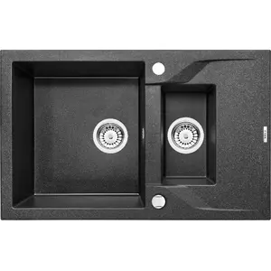 Sink deante 1.5‑bowl with short drainer Andante, gray metallic, model ZQN S513