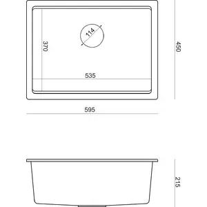 Sink GraniteQ LOGAN 100 1-bowl inset granite sink Pure Carbon 59.5×45.1×21.5 cm with manual siphon