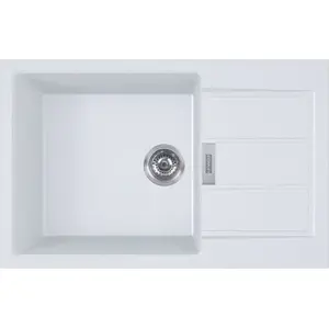 Kitchen sink Franke Sirius S2D 611-78 143.0612.628 Polar White — undermount/inset stainless steel single bowl with drainer cutout