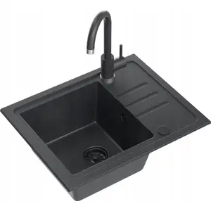Kitchen sink QUADRON BEN 116 granite Black with black siphon and black plug