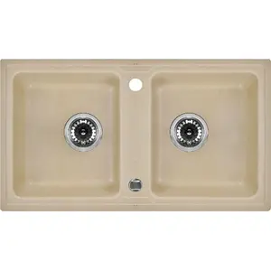 Kitchen sink deante ZORBA 2-bowl sand granite without drainer, fittings ZQZ (7203)
