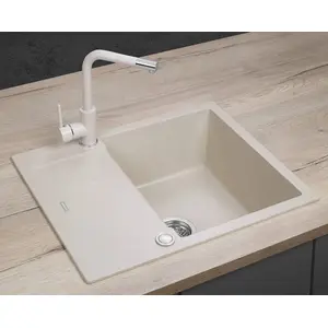 Кухонная гранитная мойка Concept Solution DG05C45be с крылом-стоком, бежевый