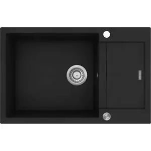 Kitchen granite sink with drainer Concept Solution DG05L60bc — black