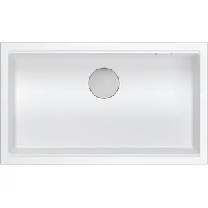 GraniteQ sink LOGAN 110 76x44x23.5 cm 1-bowl inset snow white with manual stainless steel siphon