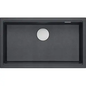 GraniteQ LOGAN 110 granite sink black diamond 76x44x23.5 cm 1-bowl inset with manual stainless steel siphon